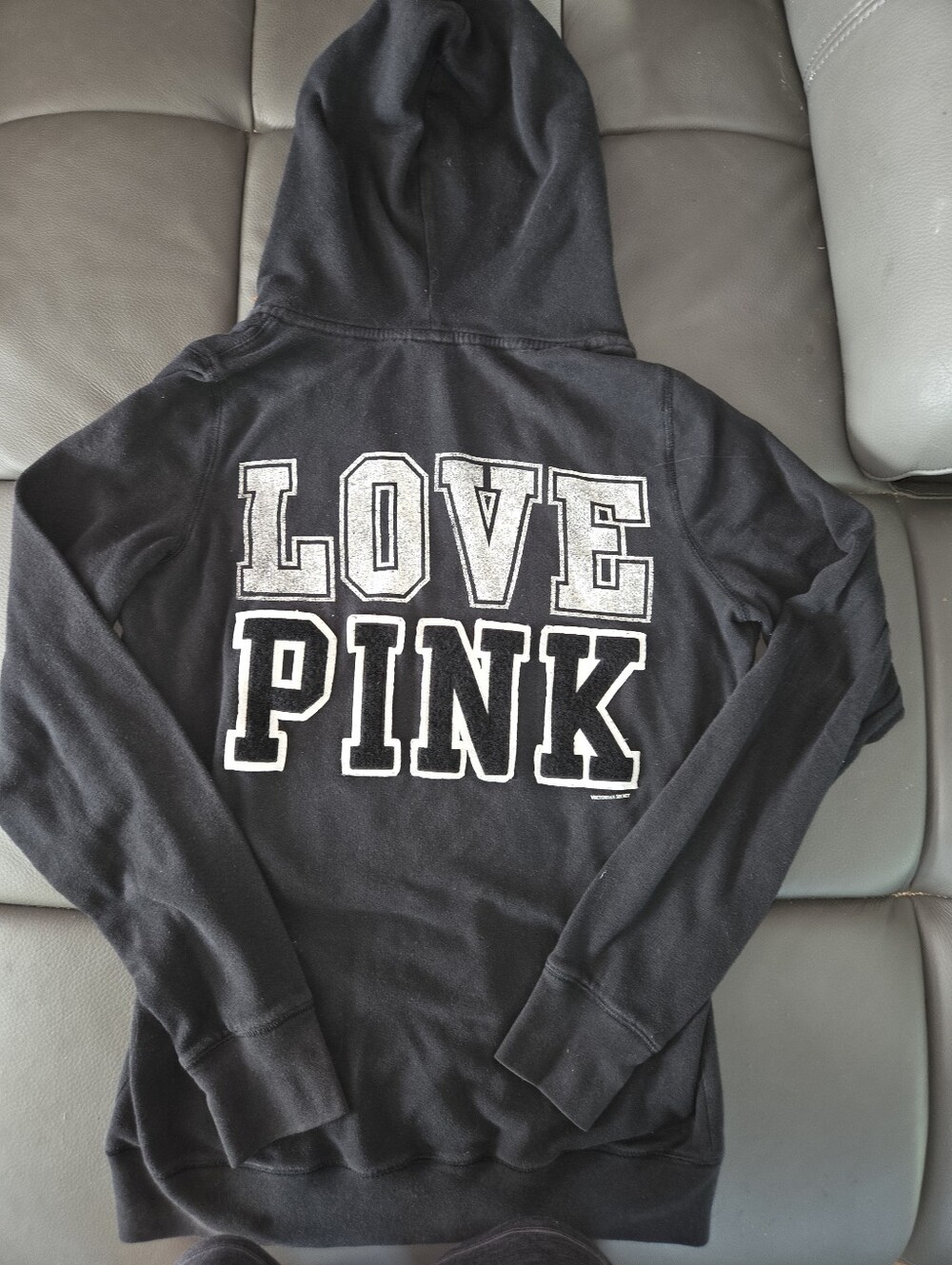 Black Victoria's Secret PINK "Love Pink" lightweight full zip hoodie medium